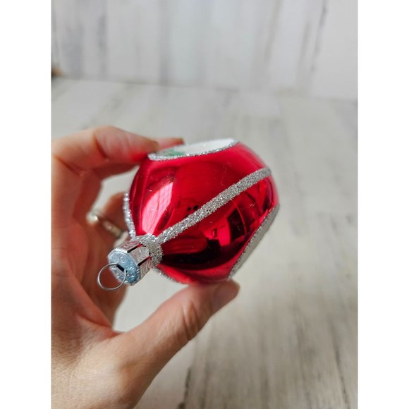 Vintage radko house cabin glitter teardrop red ornament Xmas tree - Picture 11 of 12
